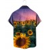 Men's Casual Lapel Sunflower Printed Short Sleeve Shirt 50136012M