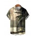 Men's Casual Printed Lapel Short Sleeve Shirt 63392347M