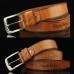 Men PU Leather 110CM Letter Pattern Casual Retro Hollow Pin Buckle Pants Belt