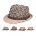 Men Straw Casual Vintage Ethnic Pattern All  match Sunshade Top Hats Flat Hats